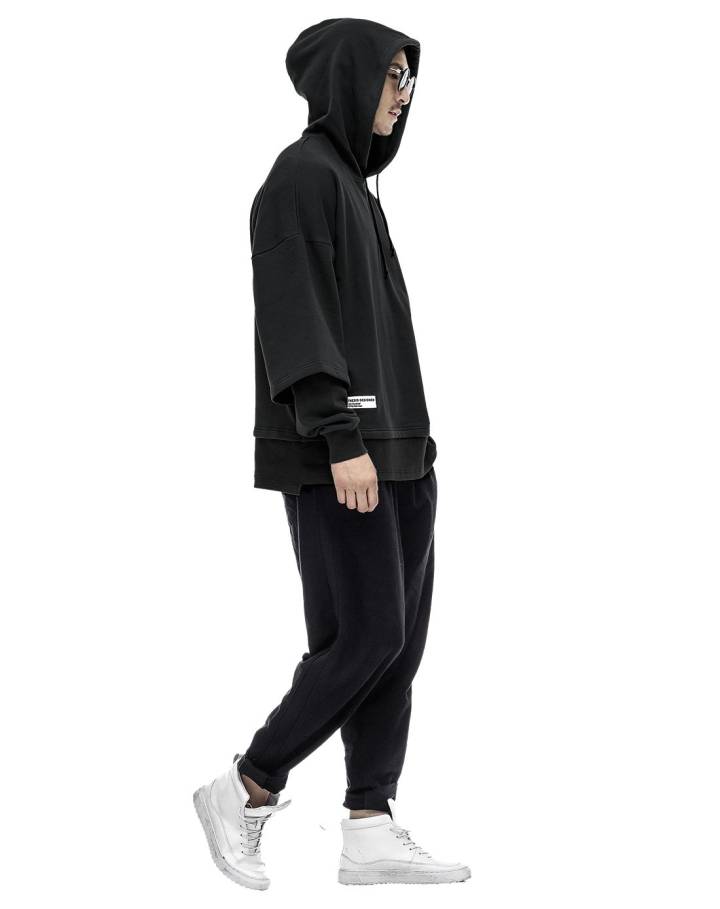 后序 假两件卫衣男长袖帽衫oversize卫衣男外套