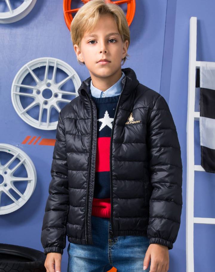 暇步士童装儿童羽绒外套冬装新款男童时尚立领