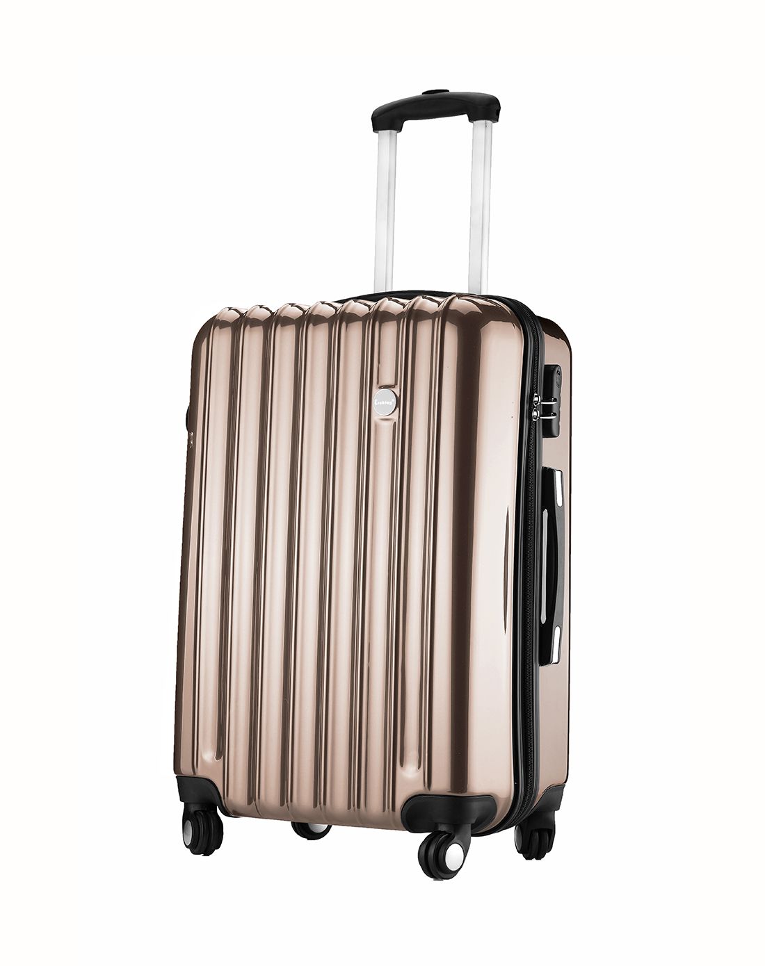 trablog新品波浪纹镜面拉杆箱24寸米金色