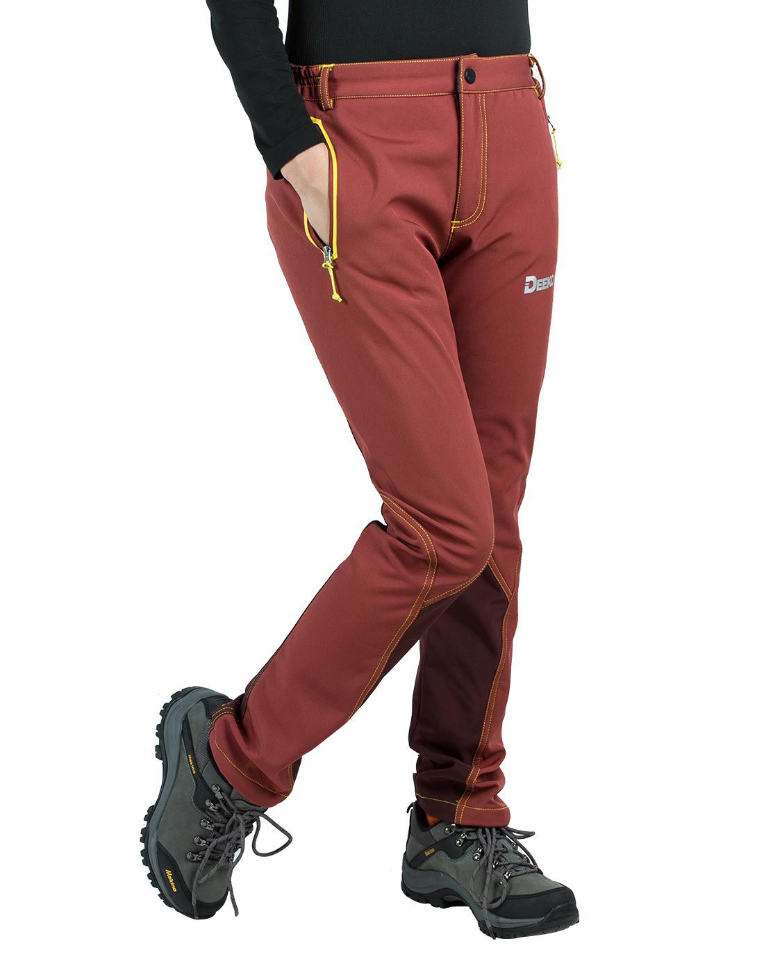 女士铁锈红配深枣红软壳裤 加绒保暖防风