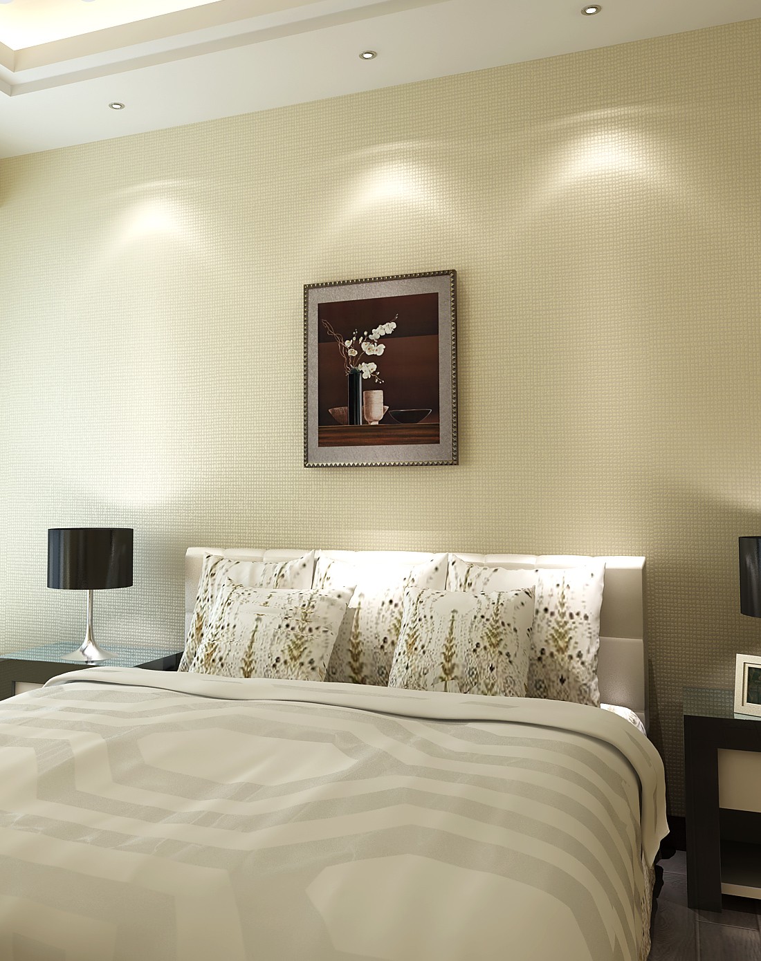 米黄色现代简约素色客厅卧室壁纸