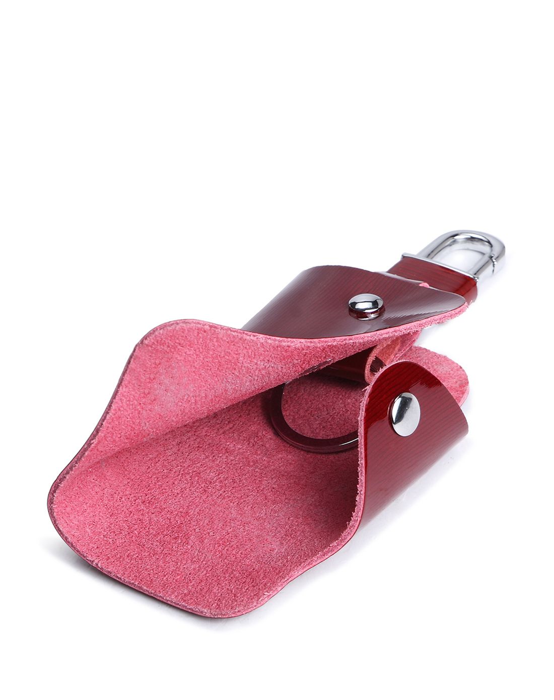 女士宝酒红色牛皮时尚亮色钥匙扣