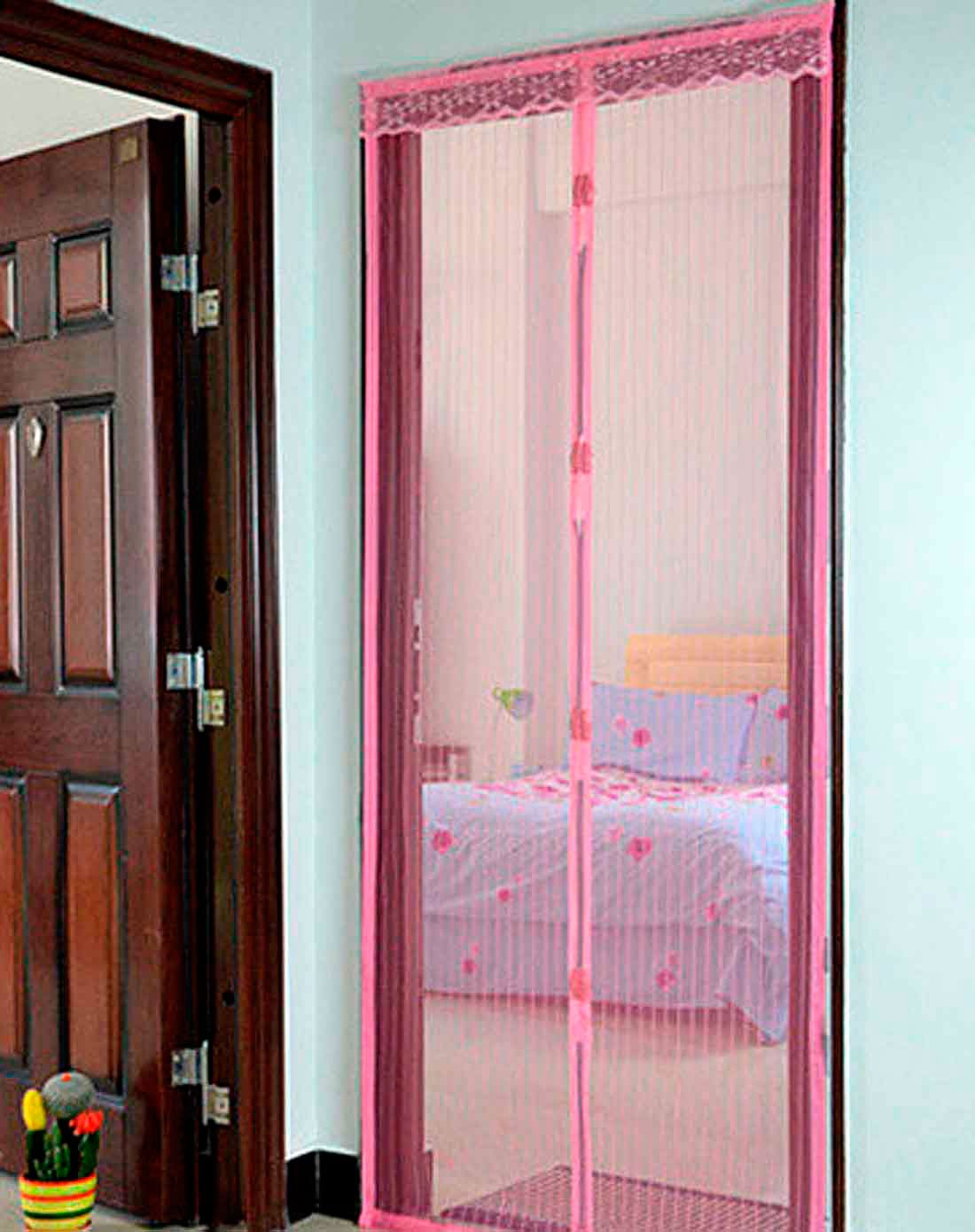 粉色磁性防蚊门帘
