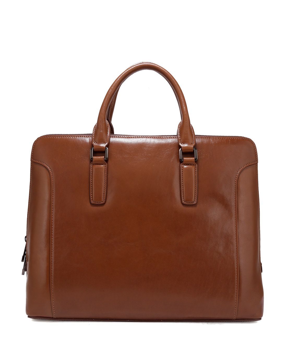 啡色牛头层皮横式公文包