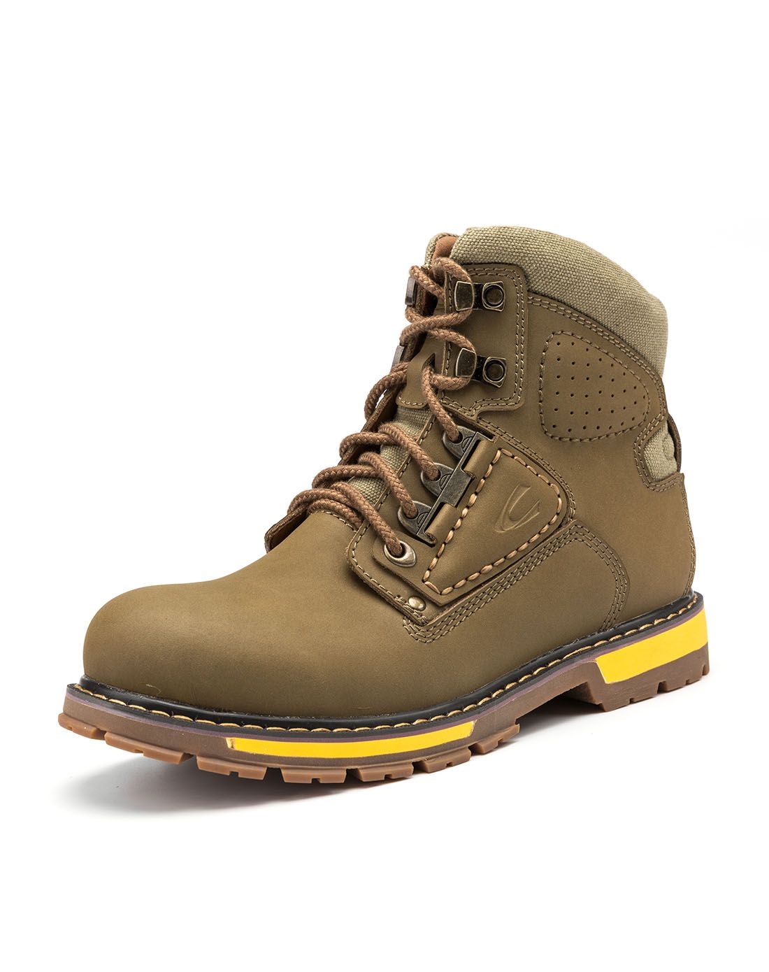 卡其色牛皮休闲高帮大头鞋