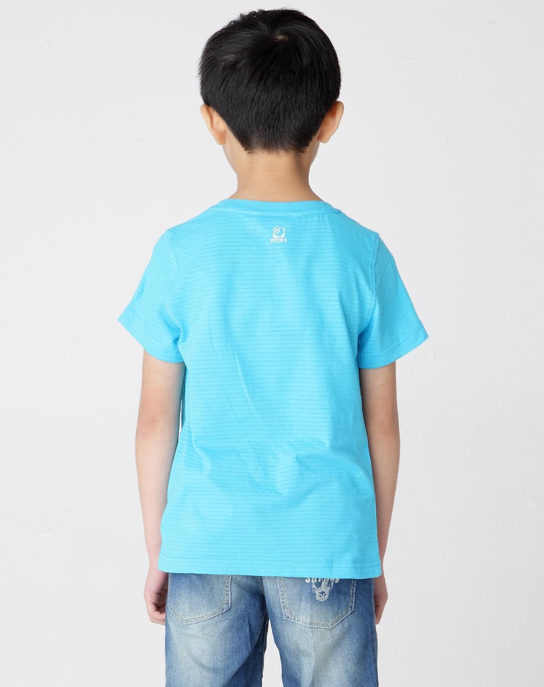 男童晴空蓝短袖圆领针织衫