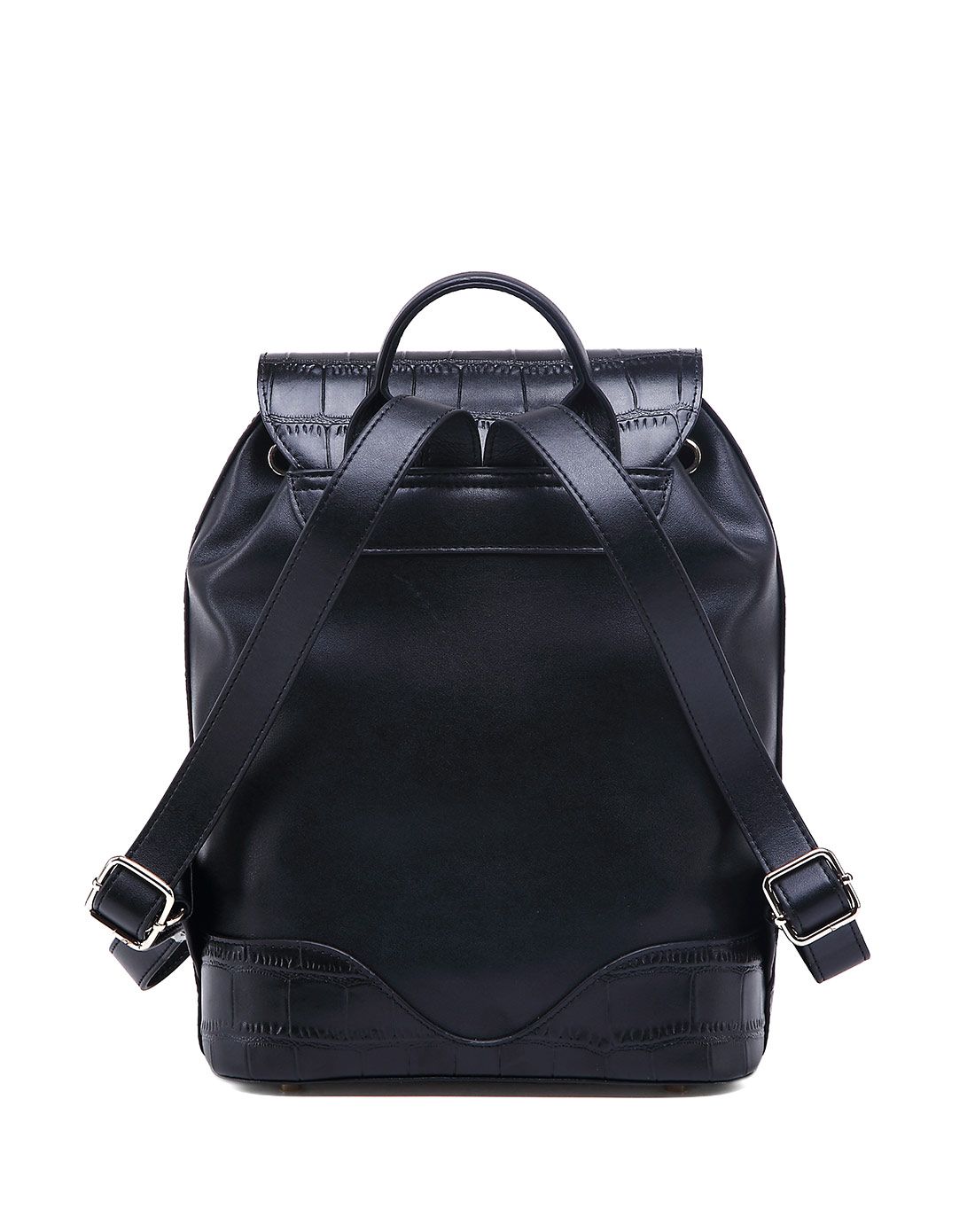 女款黑色休闲牛皮双肩包